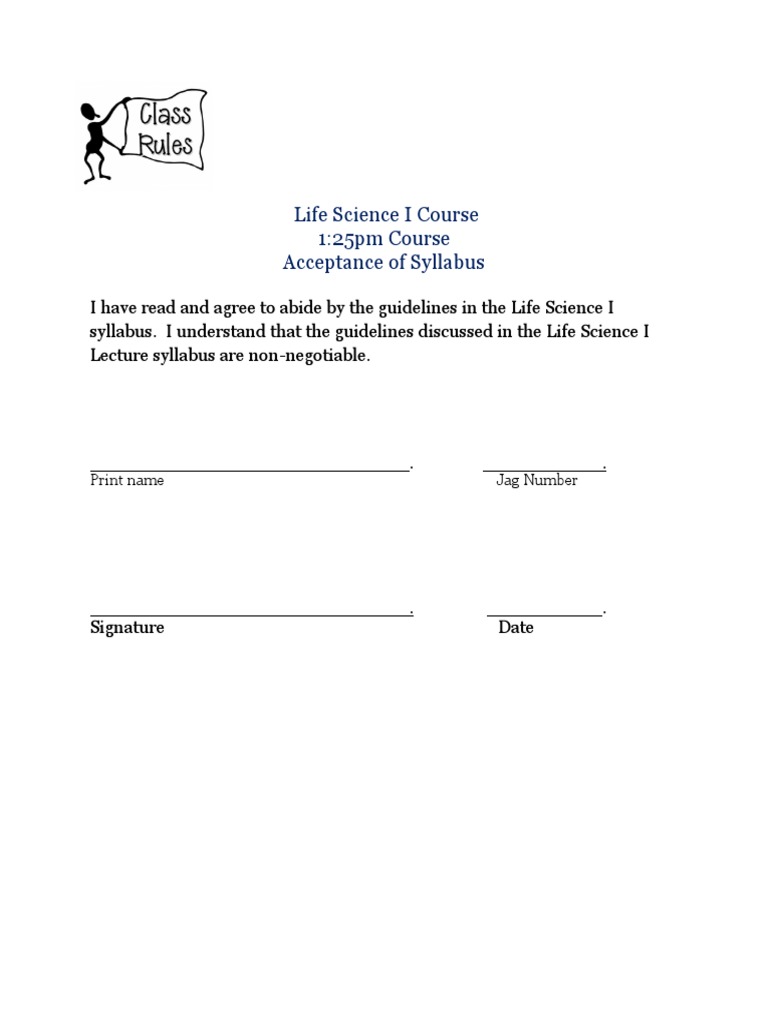 Life Science I Syllabus Acknowledgment | PDF