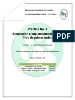 Practica No. 1 Simulación e Implementación de Un Filtro de Primer Orden