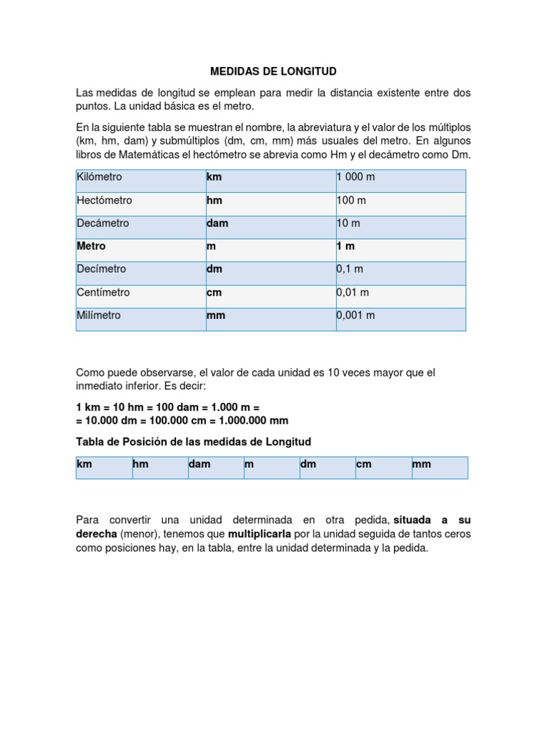 Medidas De Longitud Pdf Kilogramo Masa