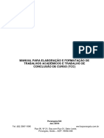 Manual para Elaboração e Formatação de Trabalhos Acadêmicos e Trabalho de Conclusão de Curso