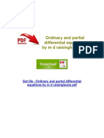 Ordinary and Partial Differential Equations by m d Raisinghania PDF