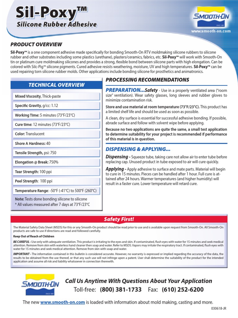 Sil Poxy Silicone Adhesive PDF Silicone Adhesive