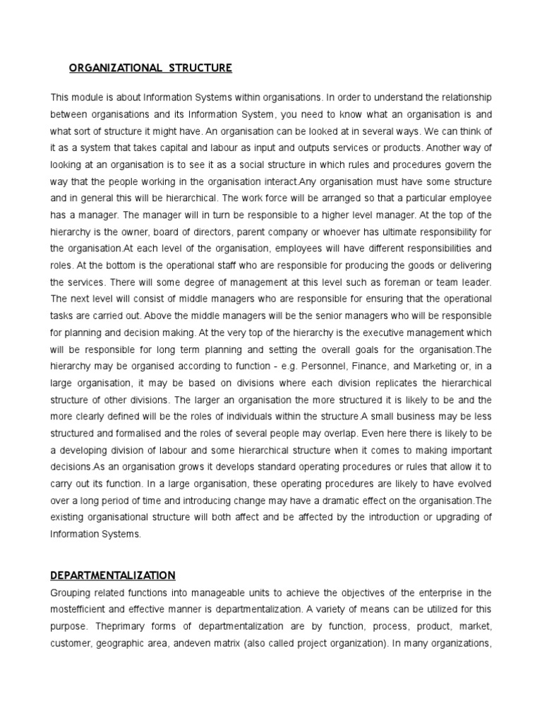 Understanding Organizational Structure | PDF | Organizational Structure ...