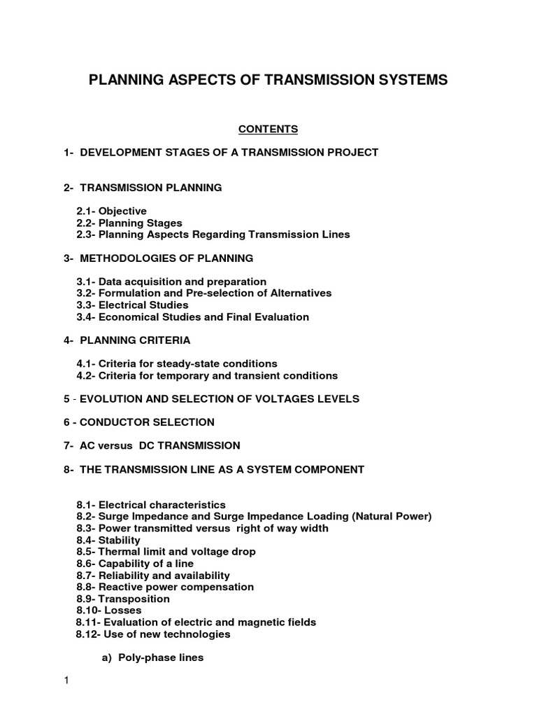 01 Transmission Planning PDF Electric Power Transmission