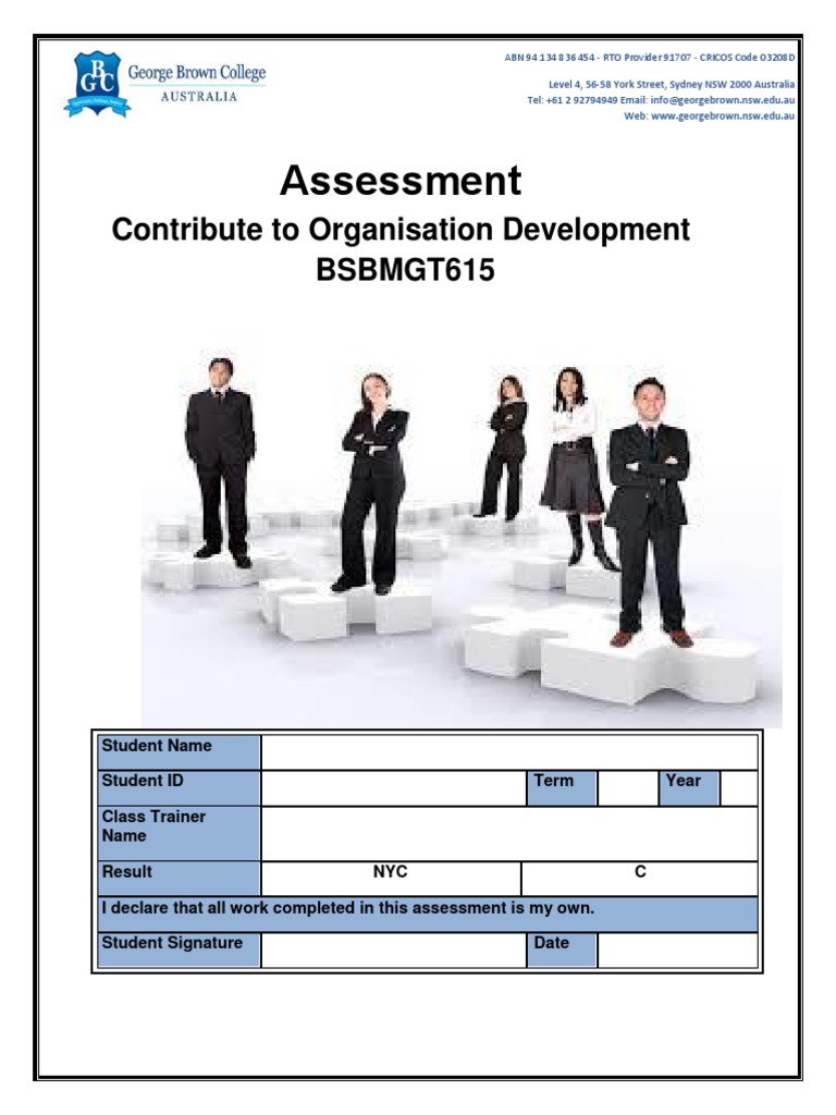 Assessment BSBMGT615 Contribute To Organizational Development | PDF