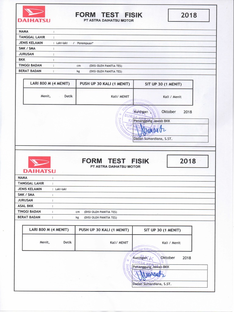 Form Tes Fisik Pt Adm 2018163