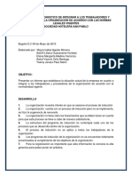 Informe diagnóstico integración trabajadores proveedores normas legales Hotel San Pablo