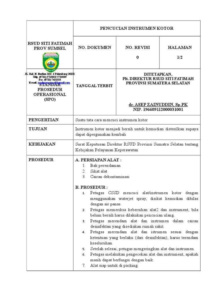 Prosedur Pencucian Instrumen Kotor CSSD | PDF