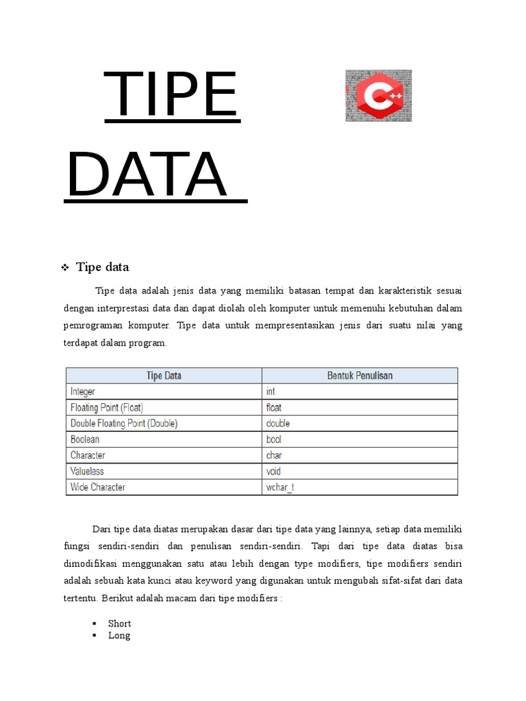 Jenis Jenis Tipe Data Dan Fungsinya