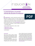 GINECOLOGIA Y OBSTETRICIA. La Preeclampsia y La Presión Arterial Alta Durante El Embarazo. Patient Education Pamphlet - ACOG. 2009