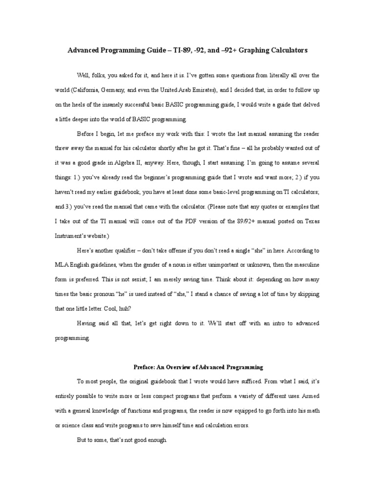 TI 89 Programming Advanced Guide | PDF | String (Computer Science) | Menu