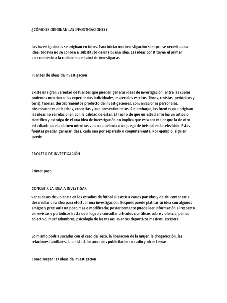 Cómo Se Originan Las Investigaciones PDF Sicología Comunicación
