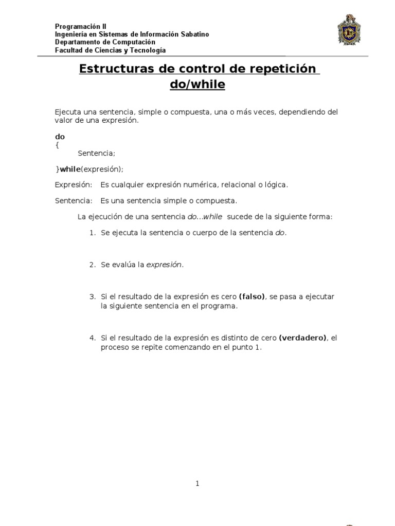 Estructura de Control do...while en C | PDF | Flujo de control ...