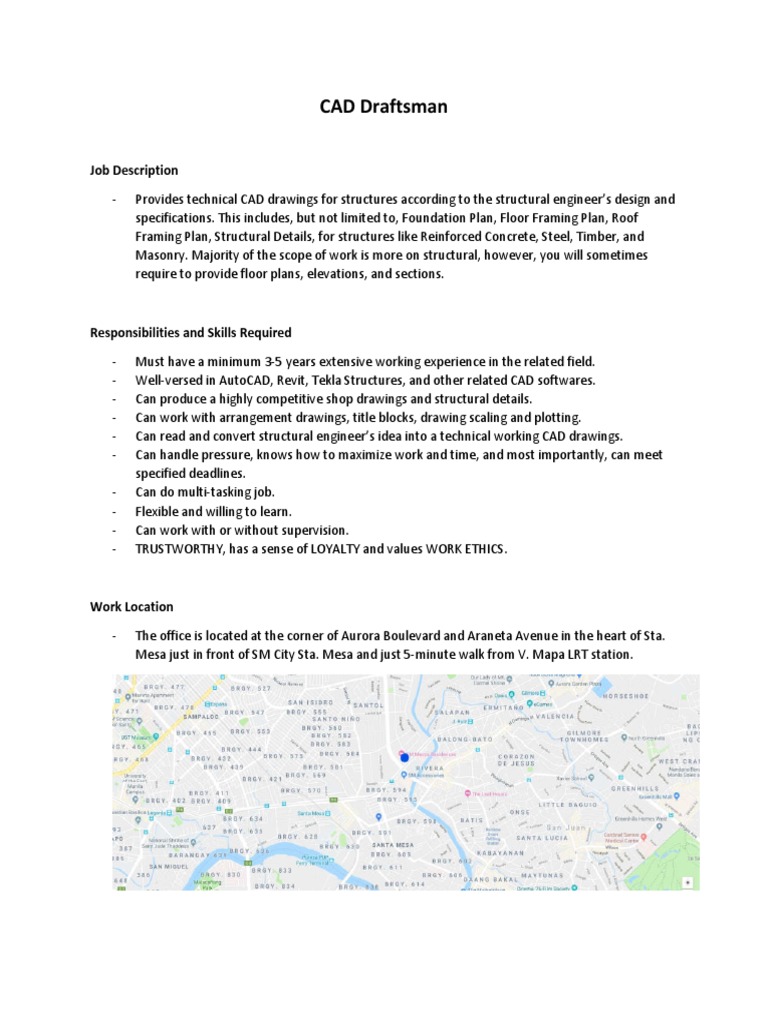 CAD Draftsman Job Description And Details 1 Overtime Employment