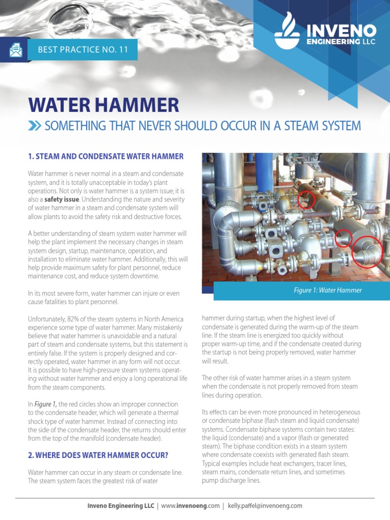 Best Practice No. 11 Steam System Water Hammer PDF PDF Steam