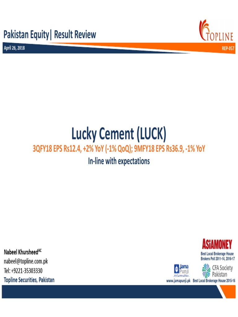 Topline Result Review Apr 26 2018 LUCK PDF Stocks Valuation (Finance)