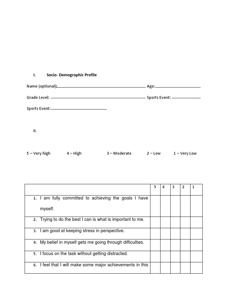 Socio-Demographic Profile Questionnaire | PDF