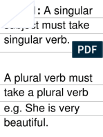 Verb Agreement Rules for Subject-Verb Pairs in English