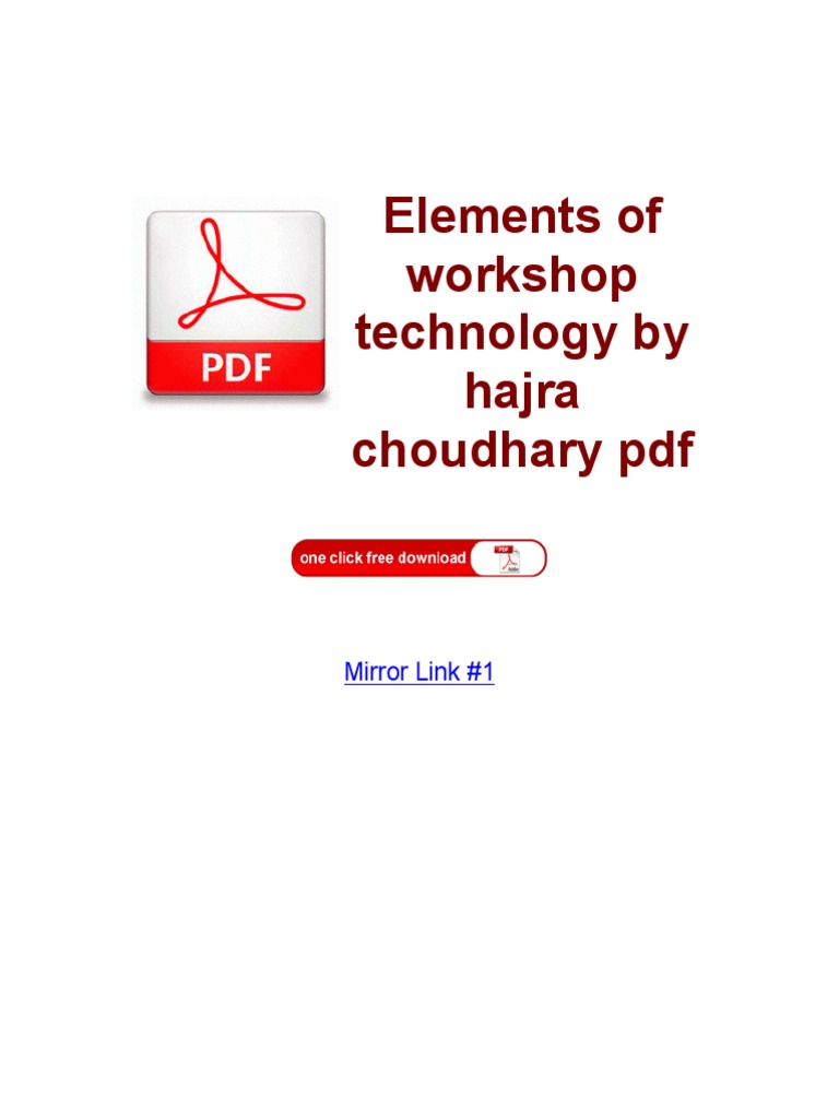 Elements of workshop technology by hajra choudhary pdf printer price