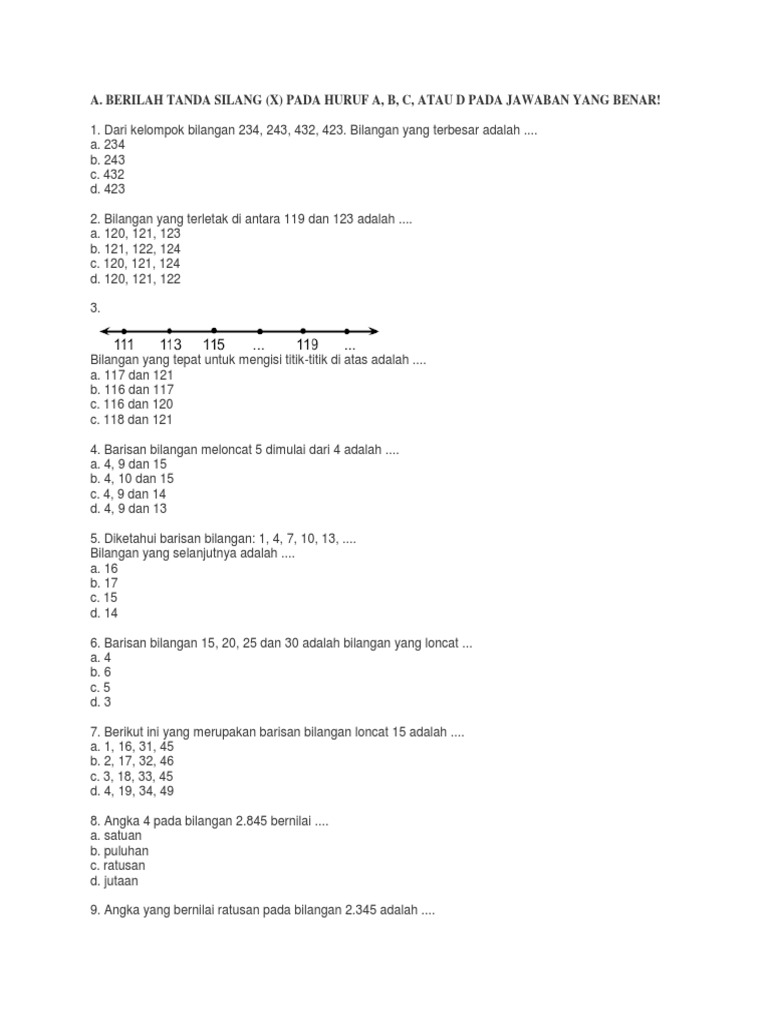 Soal UTS Matematika Kelas 3 SD | PDF | Metode & Bahan Ajar
