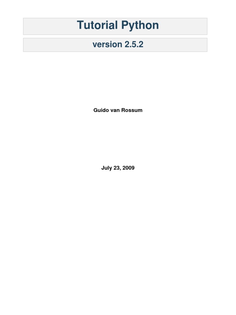 Tutorial Python | PDF | Python (lenguaje de programación) | Lenguaje de ...