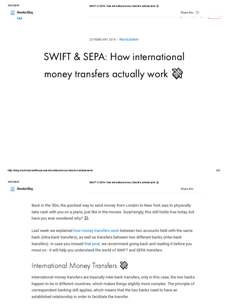 Swift Sepa How International Money Transfers Actually Work