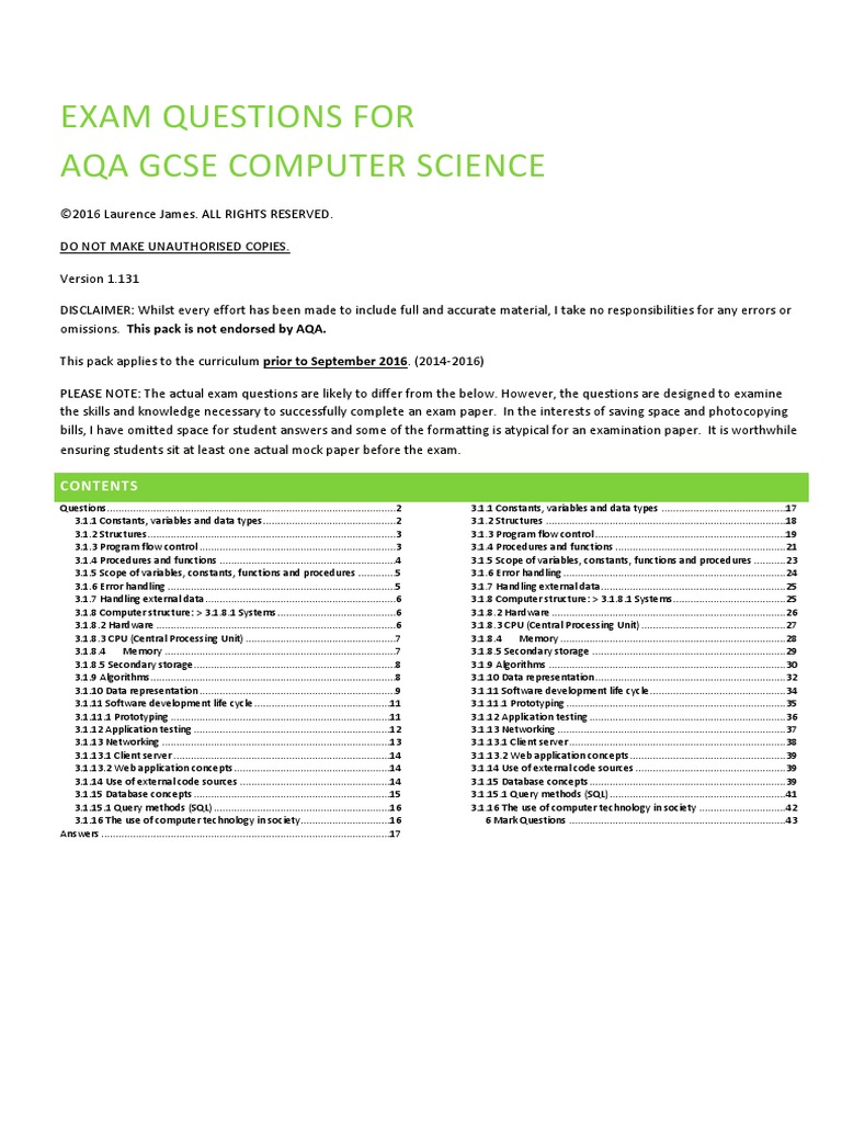 aqa computer science coursework example