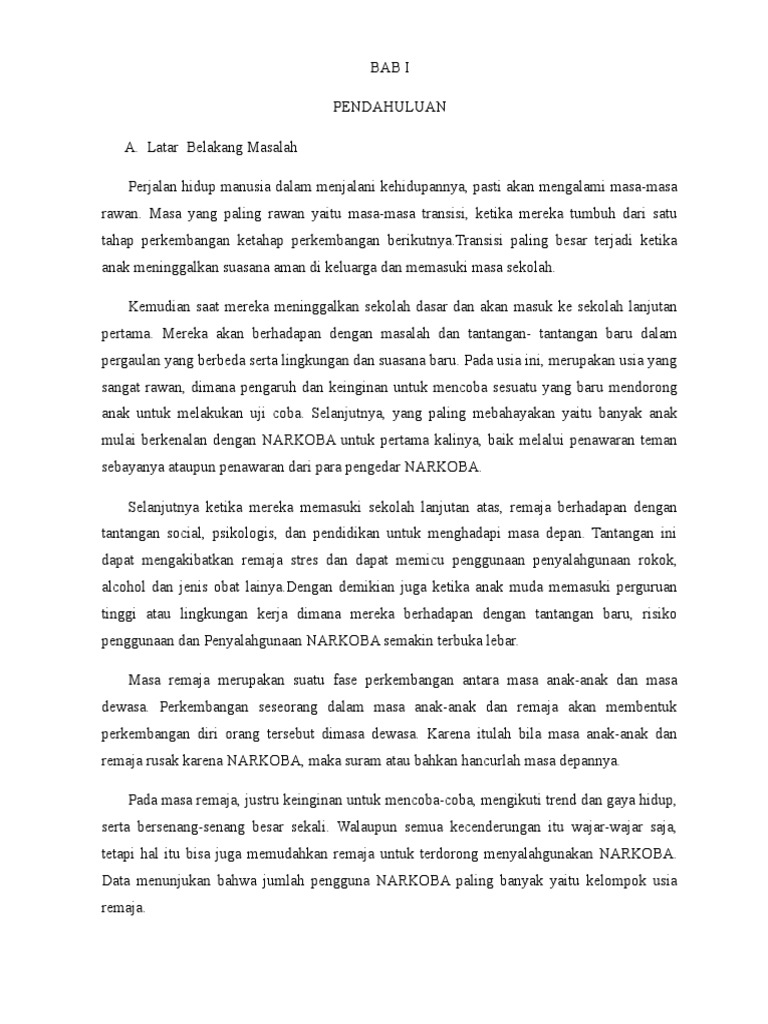 Makalah Narkoba Doc Contoh Makalah