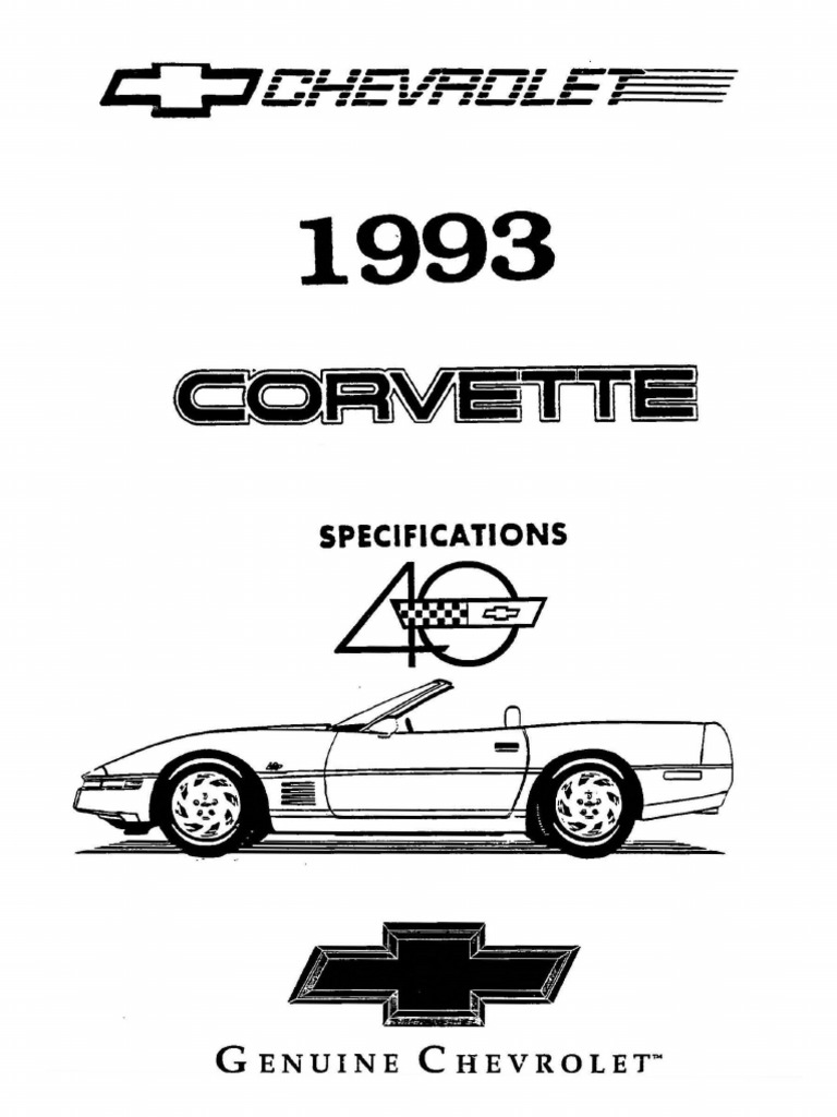 1993 Chevrolet Corvette Specifications | PDF | Screw | Nut (Hardware)