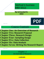 Research Method in Business (MBA 5012) : by G/meskel B. ADU