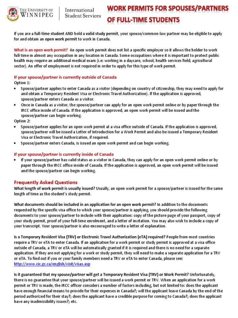 sample cover letter for spouse open work permit canada