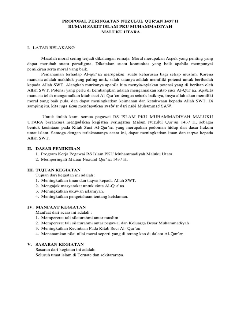 Proposal Kegiatan Nuzulul Quran