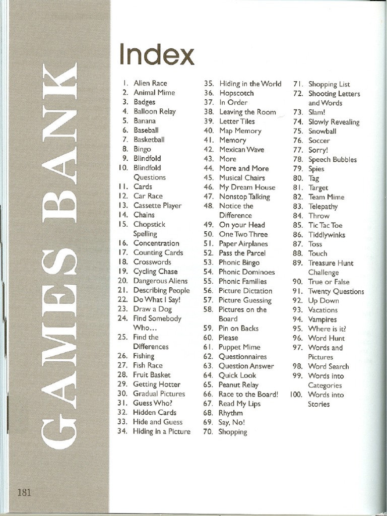 100 Games Teaching English PDF | PDF