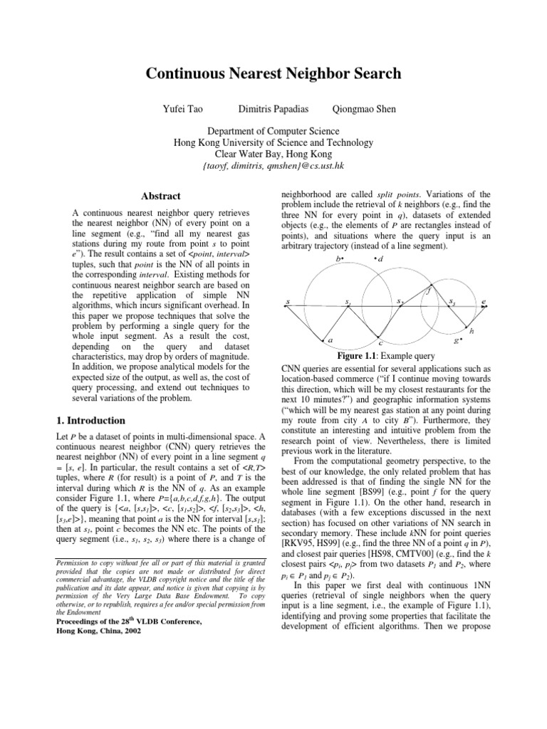 Continuous Nearest Neighbor Search | PDF | Teaching Methods & Materials