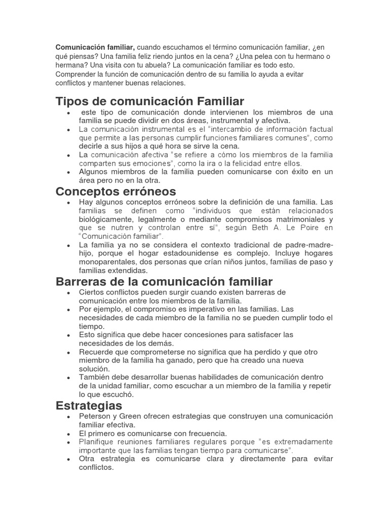 Importancia de la Comunicación Familiar | PDF | Familia | Comportamiento