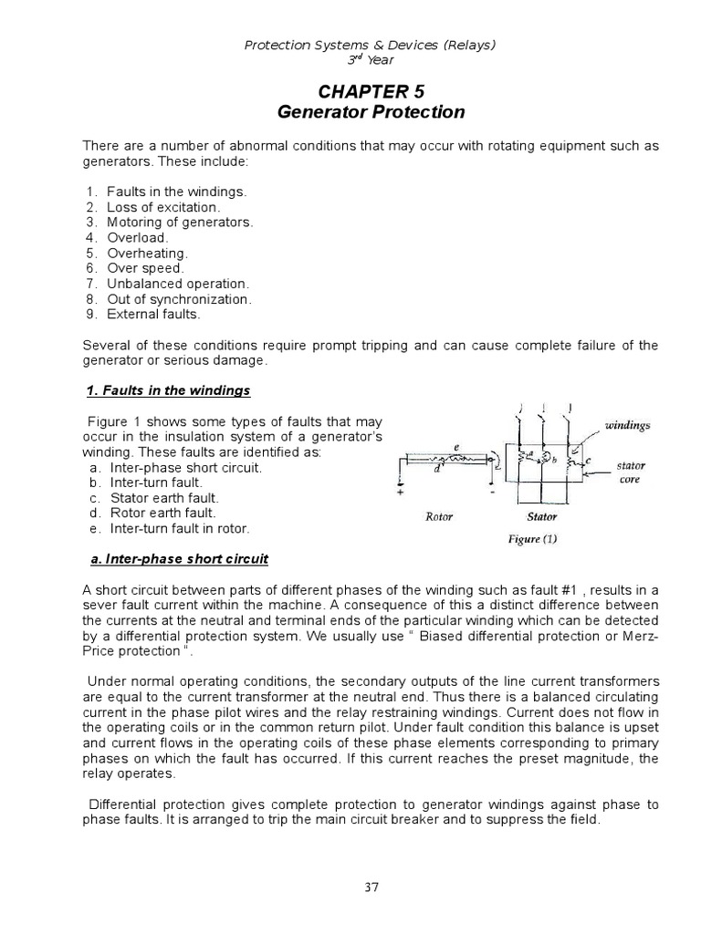 Generator Protection Systems Overview | PDF | Relay | Electric Current