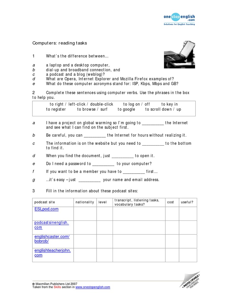 Computer Tasks Reading | PDF