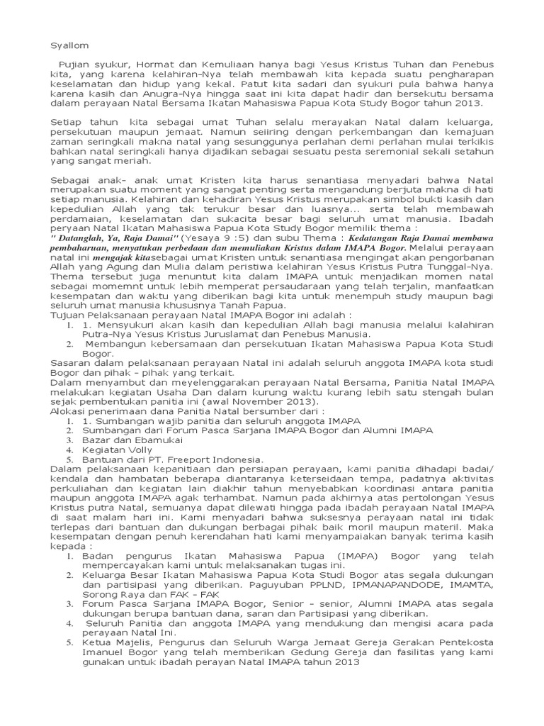 Sambutan Ketua Panitia Natal 2025 yang Hangat dan Berarti