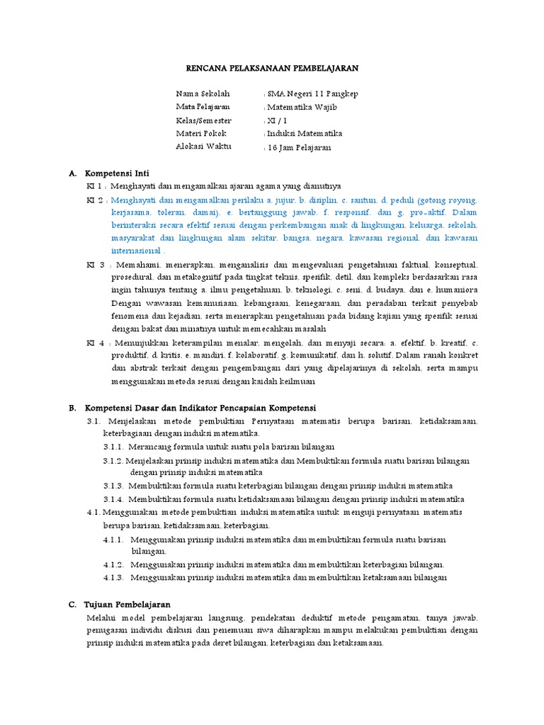 Rpp Bab 1 Induksi Matematika