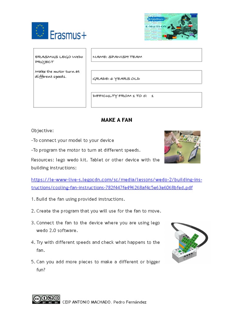 Lego WeDo Worksheet - Lego Fan | PDF