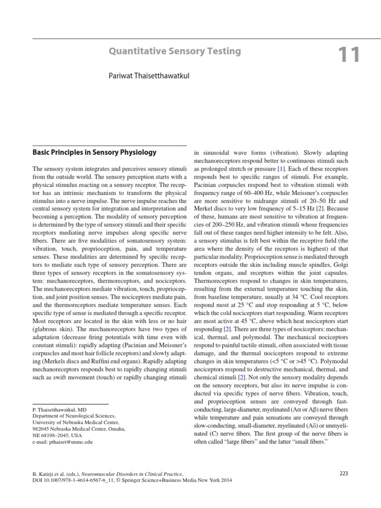 Quantitative Sensory Testing | PDF | Peripheral Neuropathy ...