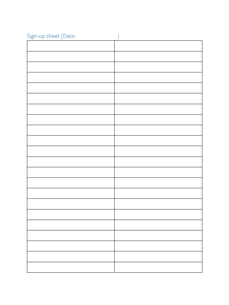 Sign-Up Sheet (Date:) | PDF