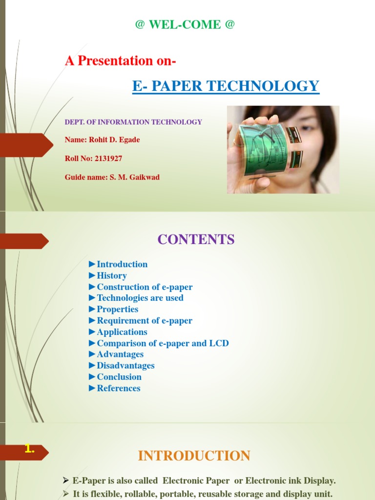 Overview of E-Paper Technology | PDF | E Reader | Display Technology