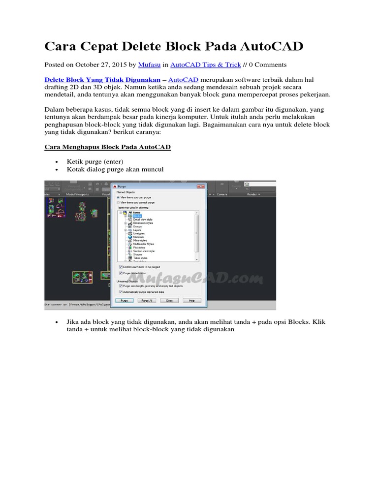 Cara Cepat Delete Block Pada AutoCAD PDF