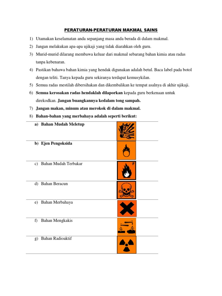 PERATURAN Makmal Sains | PDF