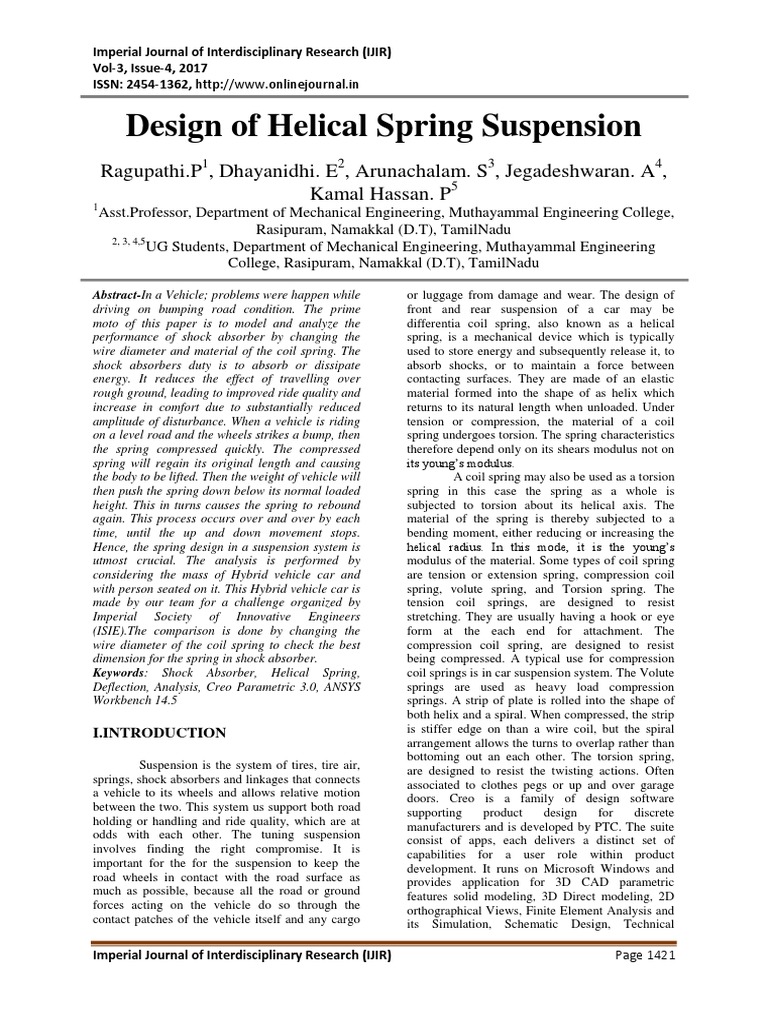 Helical Spring Suspension Design Analysis | PDF | Suspension (Vehicle ...
