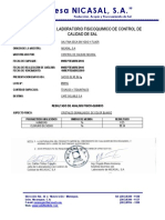 Certificado de Analisis de Sal Fina Seca Sin Yodo y Fluor