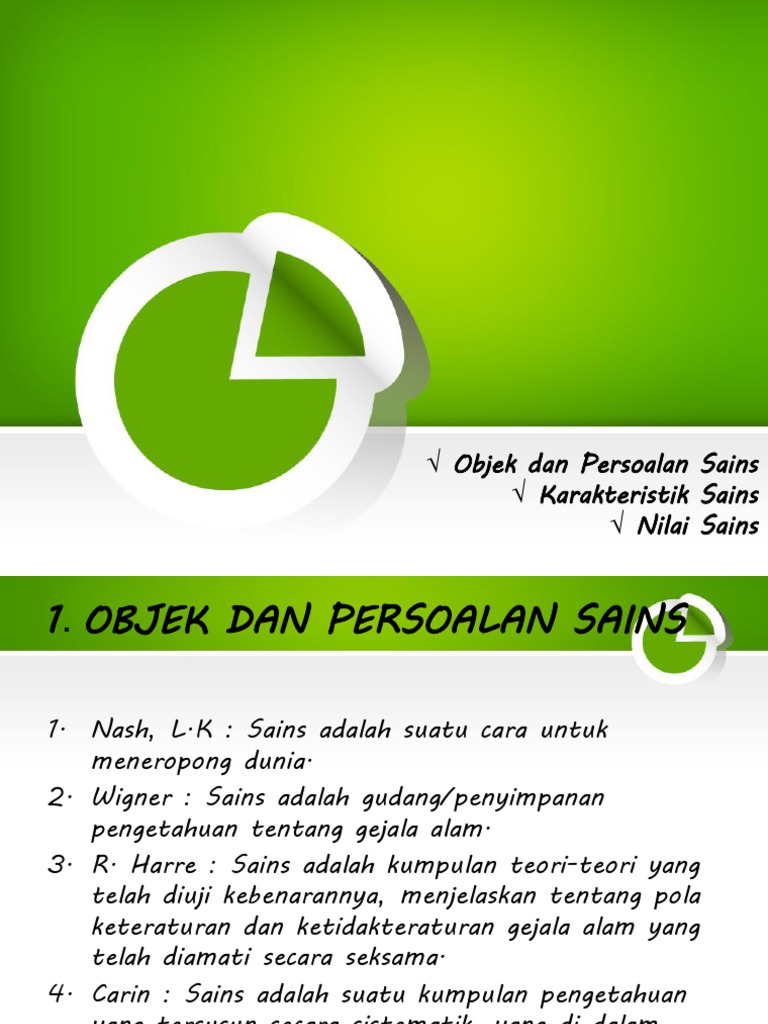 Pendahuluan (Objek Dan Persoalan Sains-Karakteristik Sains) | PDF