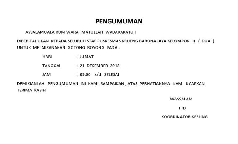 Pengumuman Gotong Royong