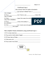 Conditional Type 1 Fill in The Gaps With The Correct Form of Verbs in Brackets